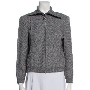 St. John Collection Gray Wool Printed Jacket
